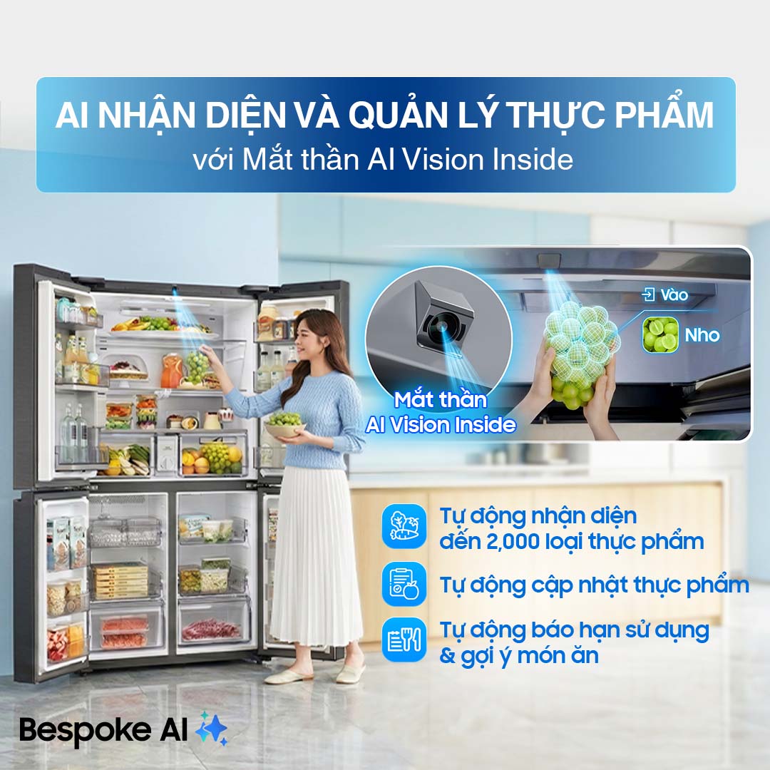 Tủ lạnh Bespoke Samsung Inverter 636 Lít RF65DB990012SV