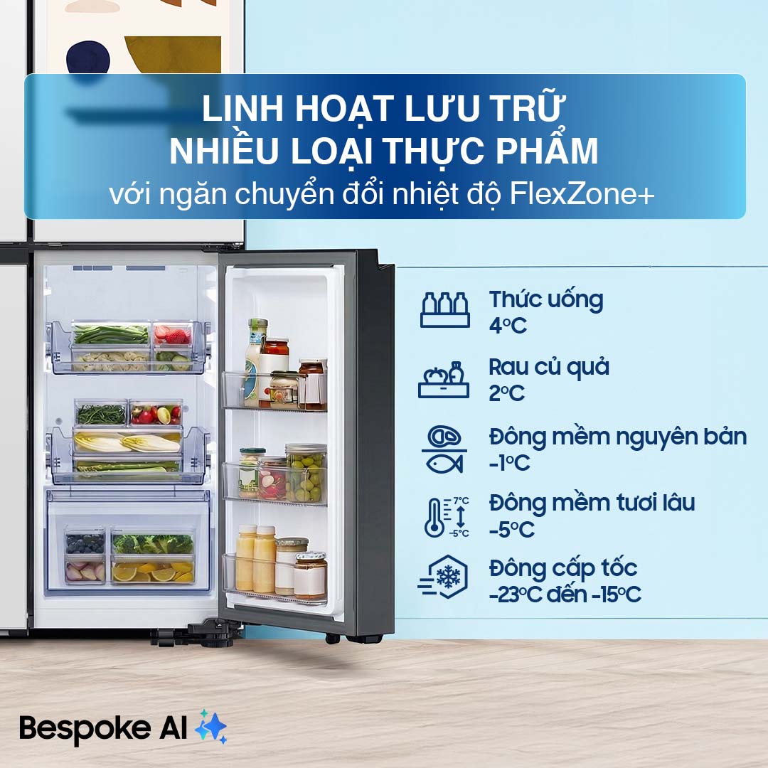 Tủ lạnh Bespoke Samsung Inverter 636 Lít RF65DB990012SV