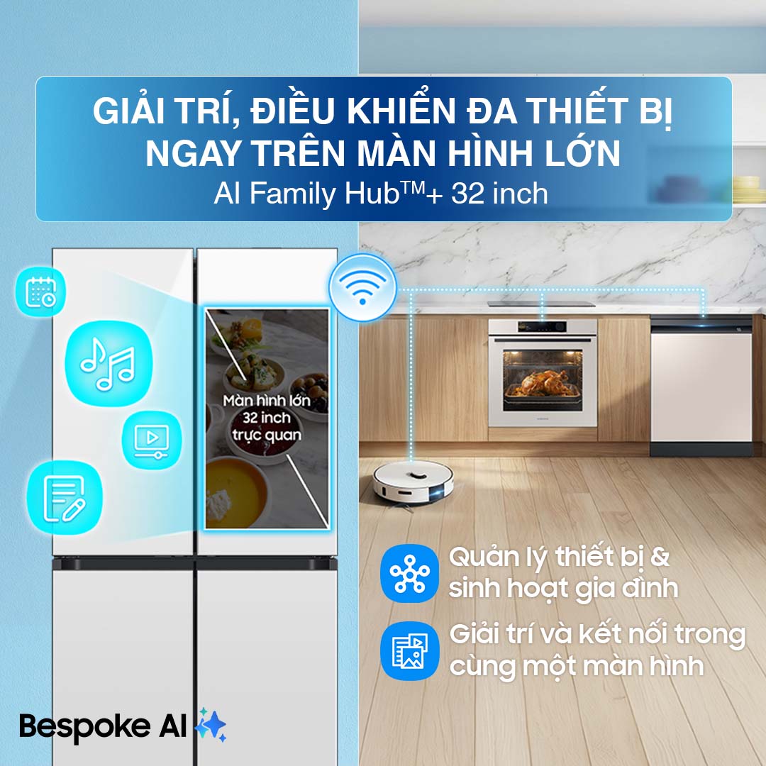 Tủ lạnh Bespoke Samsung Inverter 636 Lít RF65DB990012SV