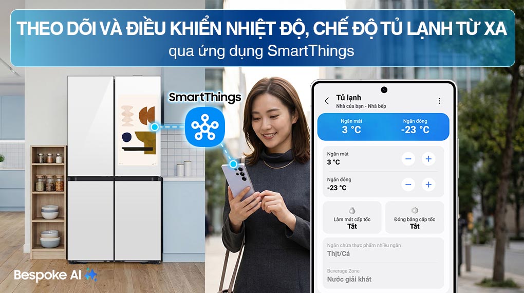 Tủ lạnh Bespoke Samsung Inverter 636 Lít RF65DB990012SV
