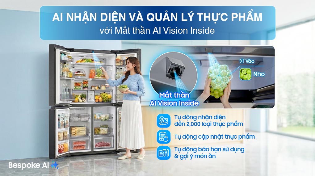 Tủ lạnh Bespoke Samsung Inverter 636 Lít RF65DB990012SV