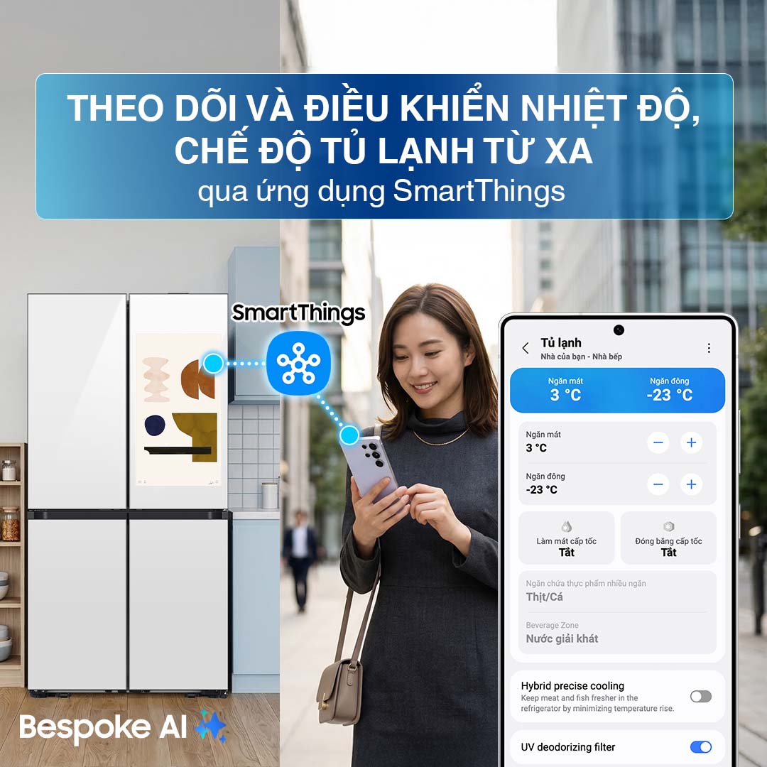 Tủ lạnh Bespoke Samsung Inverter 636 Lít RF65DB990012SV
