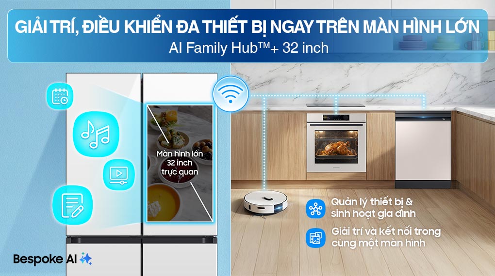 Tủ lạnh Bespoke Samsung Inverter 636 Lít RF65DB990012SV