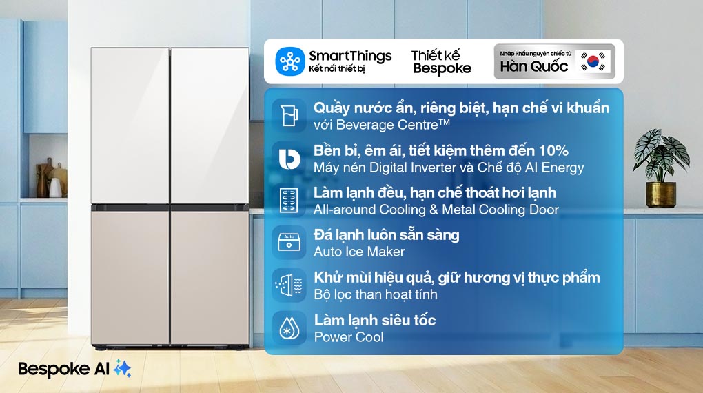 Tủ lạnh Bespoke Samsung Inverter 648 Lít RF59CB66F8S/SV
