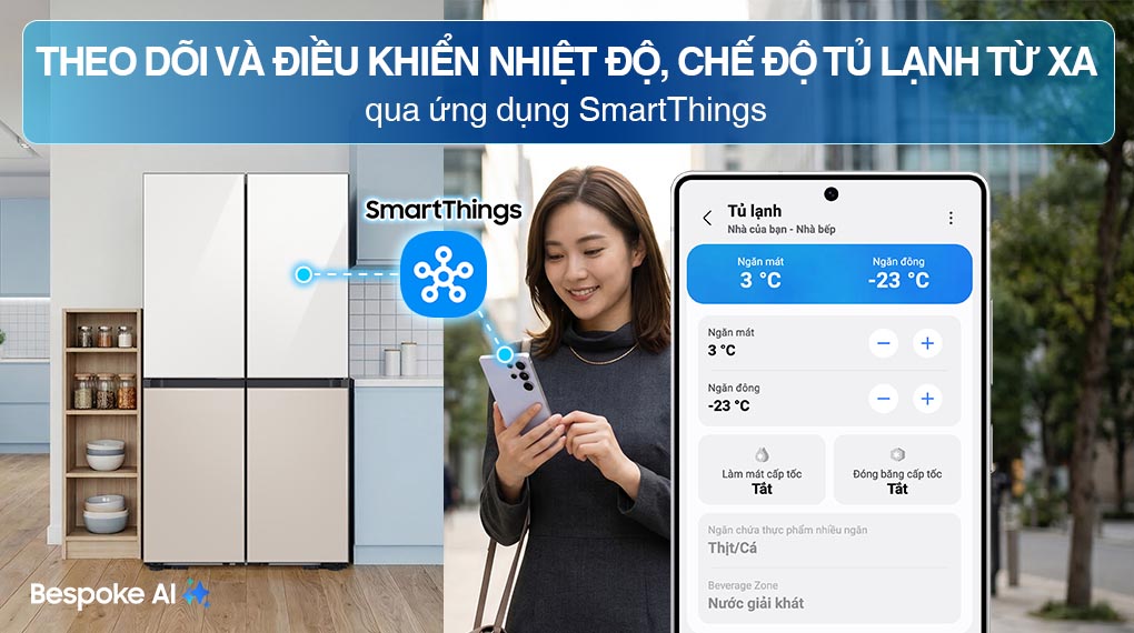 Tủ lạnh Bespoke Samsung Inverter 648 Lít RF59CB66F8S/SV