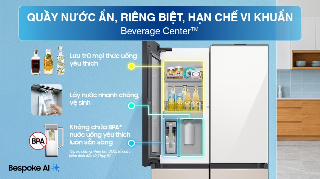 Tủ lạnh Bespoke Samsung Inverter 648 Lít RF59CB66F8S/SV