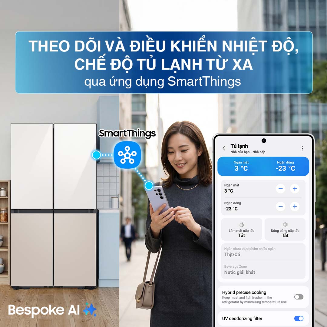 Tủ lạnh Bespoke Samsung Inverter 648 Lít RF59CB66F8S/SV