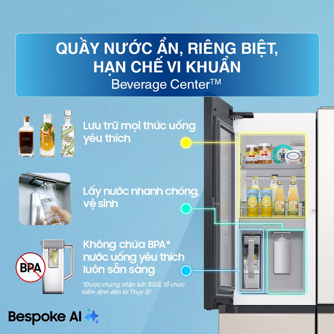 Tủ lạnh Bespoke Samsung Inverter 648 Lít RF59CB66F8S/SV