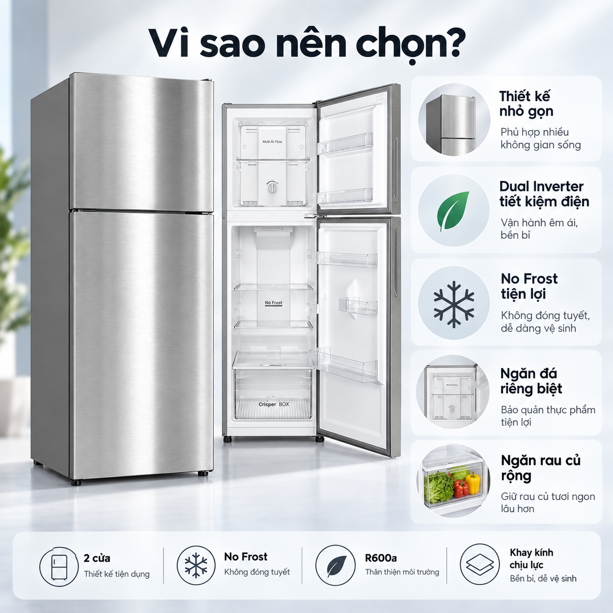 Tủ lạnh Coex 2 cửa Inverter 202 lít RT-4015ISG