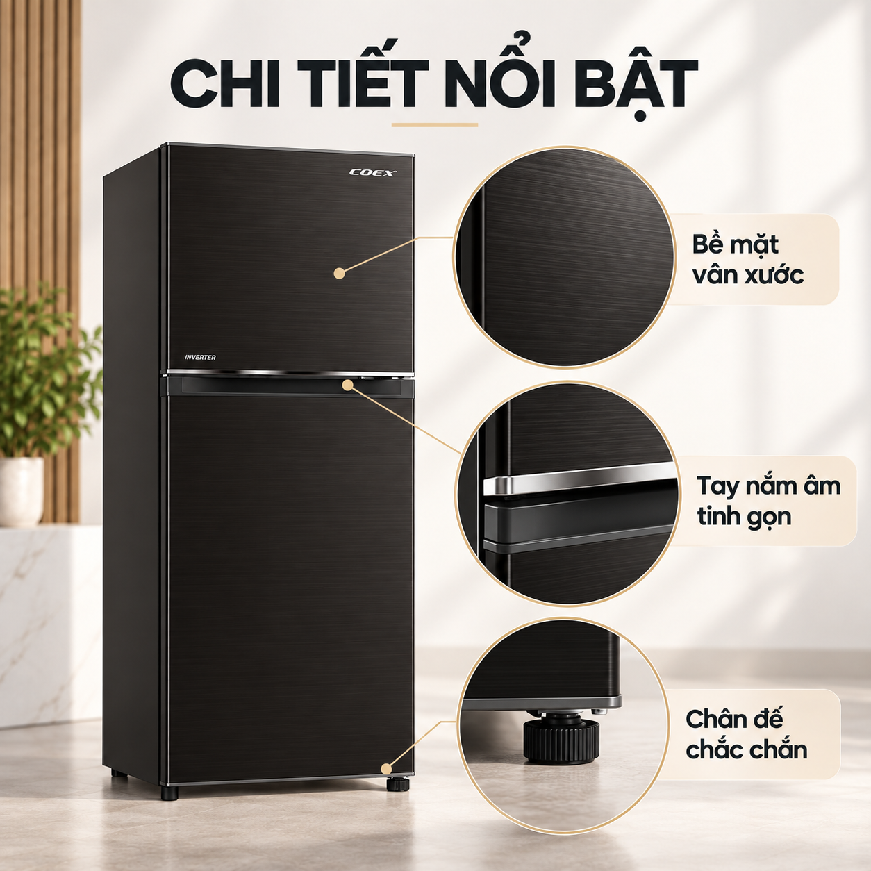 Tủ lạnh Coex 2 cửa Inverter 236 lít RT-4004BS