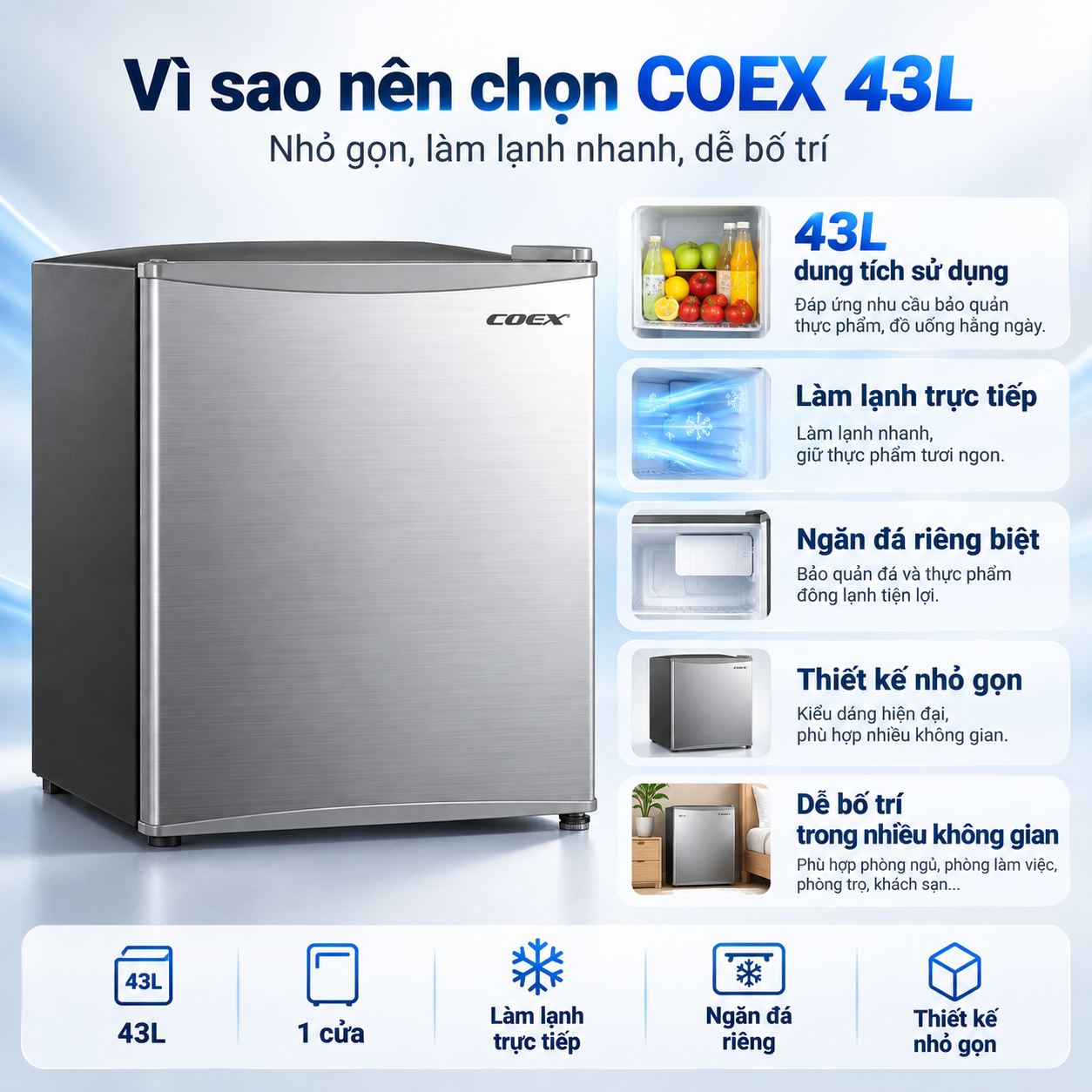 Tủ lạnh Coex 43 lít RT-4000SG