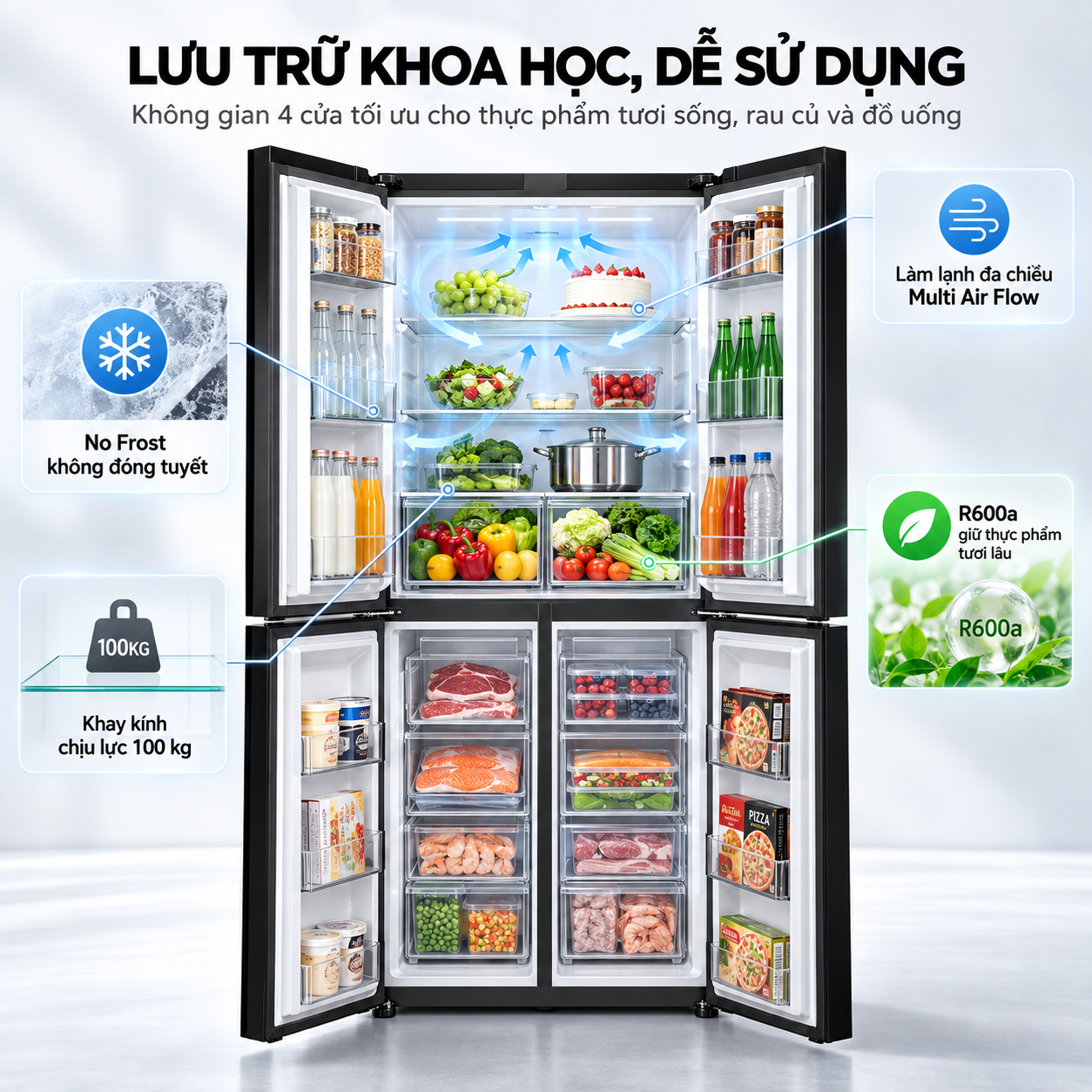 Tủ lạnh Coex Inverter 362 lít 4 cửa RM-4007MGB (Mặt Gương Đen)