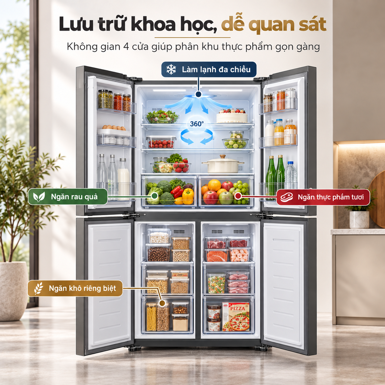 Tủ lạnh Coex Inverter 362 lít 4 cửa RM-4007MIS (Inox Bạc)