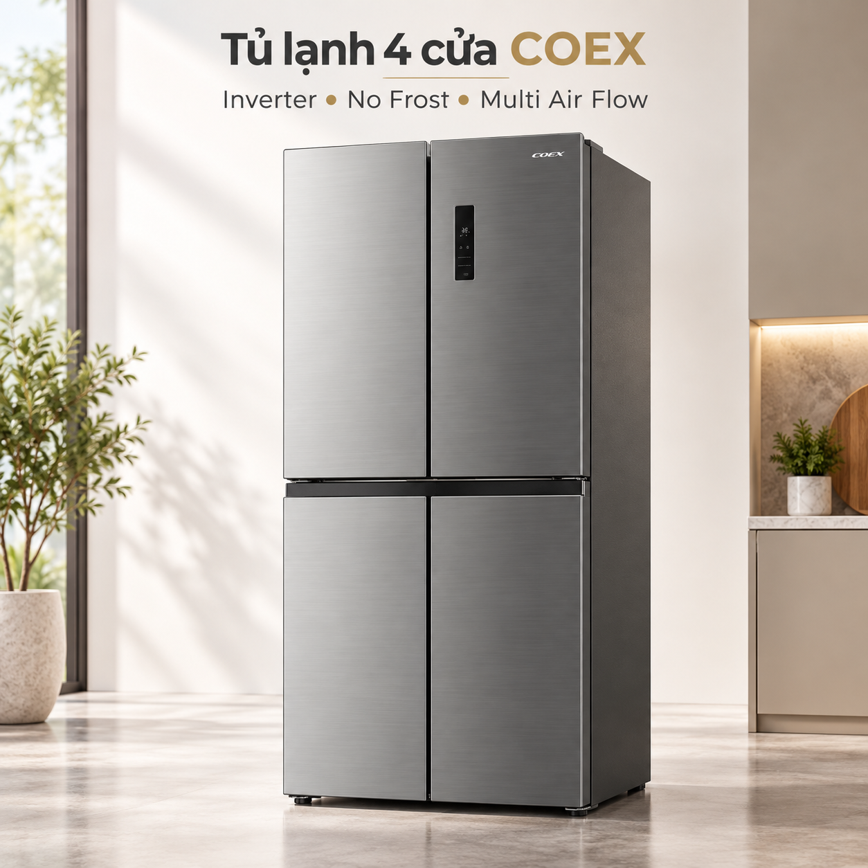 Tủ lạnh Coex Inverter 362 lít 4 cửa RM-4007MIS (Inox Bạc)