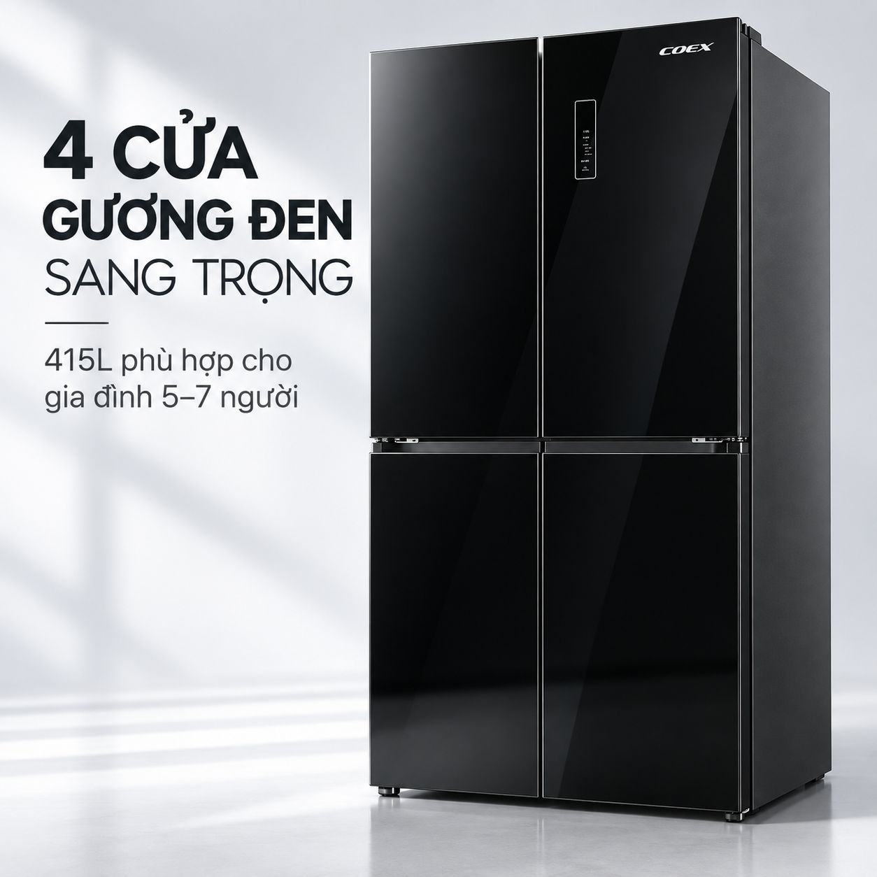 Tủ lạnh Coex Inverter 415 lít 4 cửa RM-4009MGBB-BS (Mặt Gương Đen - Đông mềm)