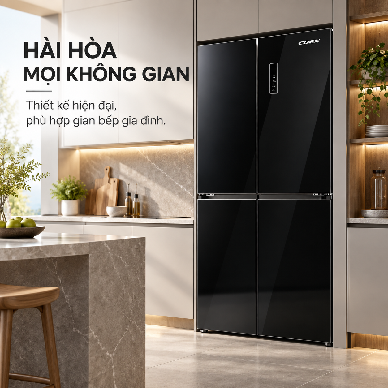 Tủ lạnh Coex Inverter 415 lít 4 cửa RM-4009MGBB-BS (Mặt Gương Đen - Đông mềm)