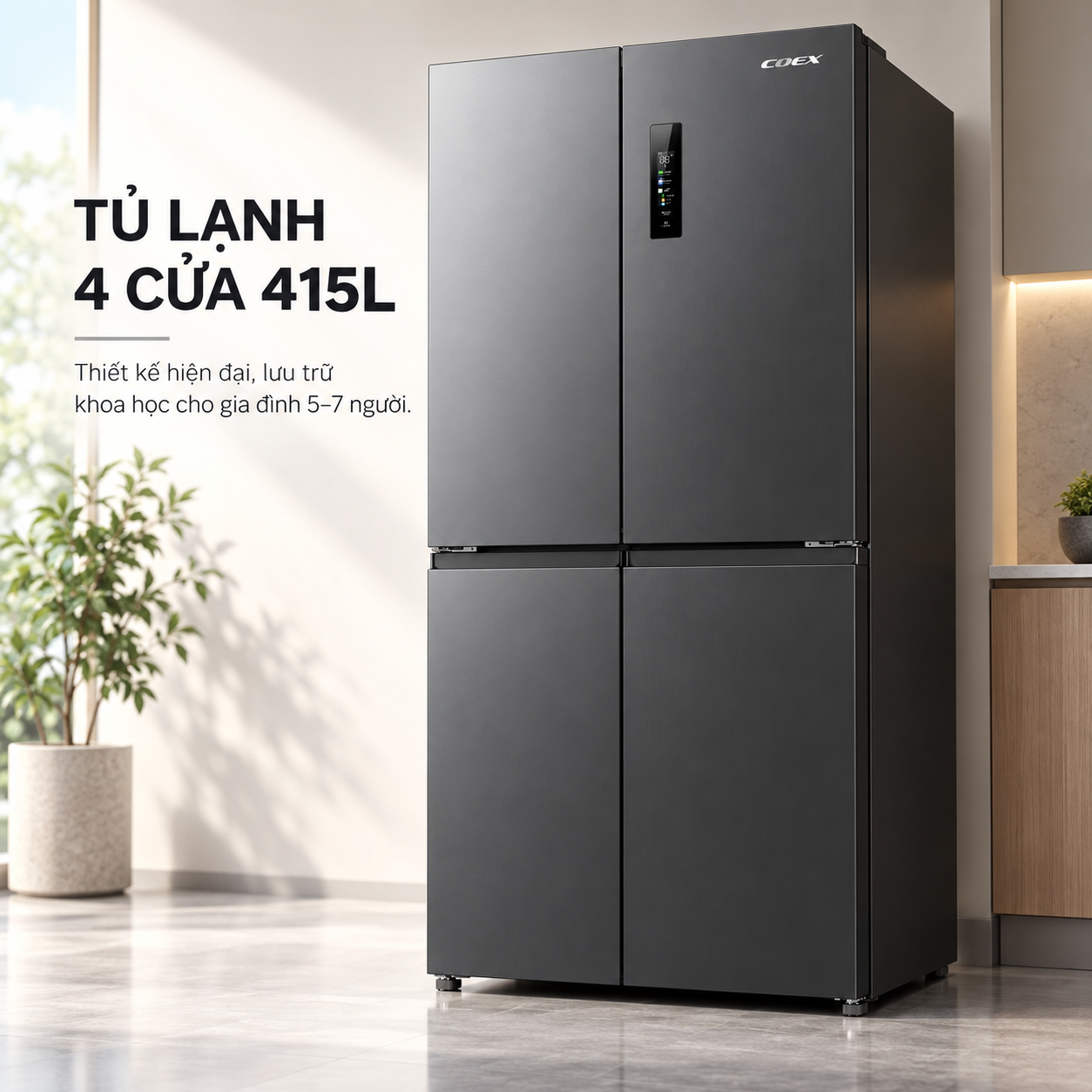 Tủ lạnh Coex Inverter 415 lít 4 cửa RM-4014MIS (Ghi Xám - Đông mềm)