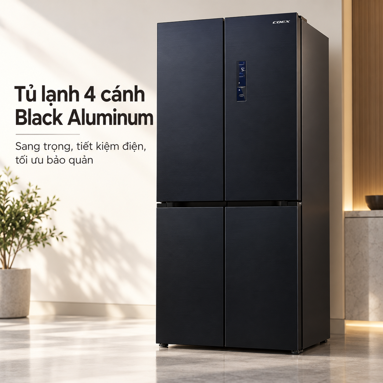 Tủ lạnh Coex Inverter 501 lít 4 cửa RM-4015MIB-SF (Đen Kim Loại - Đông mềm)