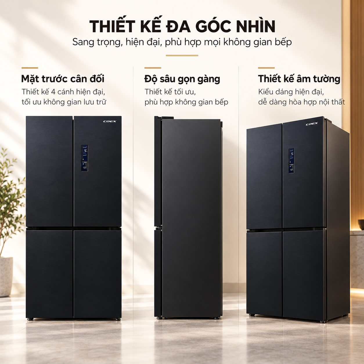 Tủ lạnh Coex Inverter 501 lít 4 cửa RM-4015MIB-SF (Đen Kim Loại - Đông mềm)