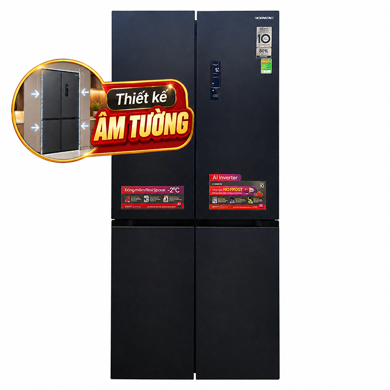 Tủ lạnh Coex Inverter 501 lít 4 cửa RM-4015MIB-SF (Đen Kim Loại - Đông mềm)