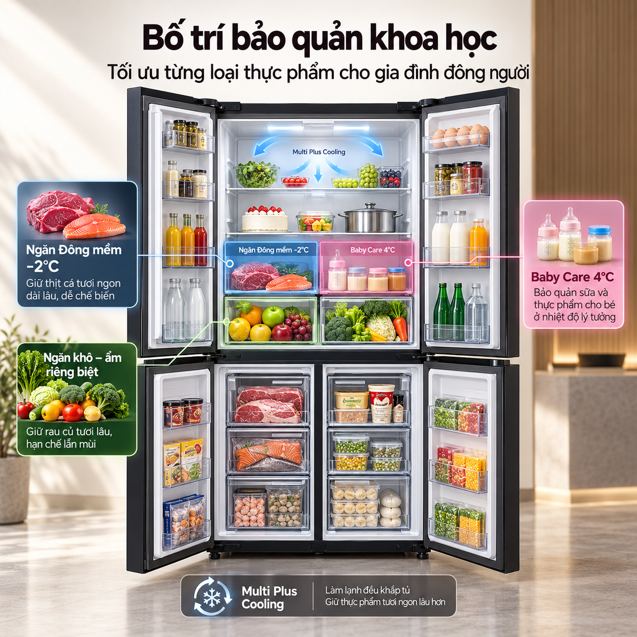 Tủ lạnh Coex Inverter 501 lít 4 cửa RM-4015MIB-SF (Đen Kim Loại - Đông mềm)