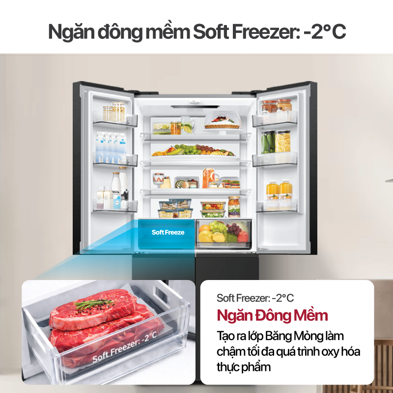 Tủ lạnh Coex Inverter 501 lít 4 cửa RM-4015MIG-SF (Silver Glass - Đông mềm)