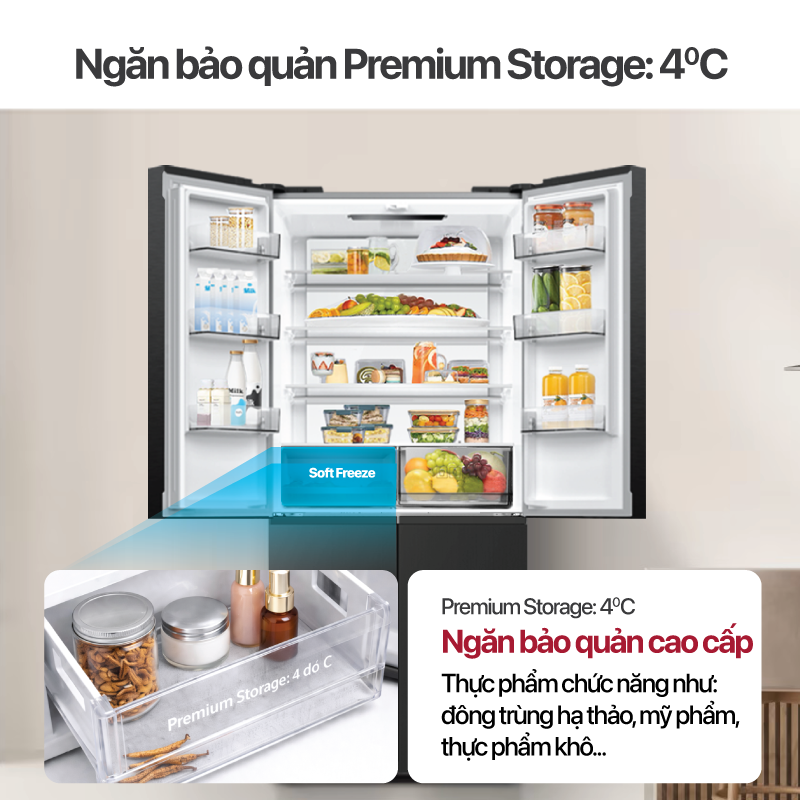 Tủ lạnh Coex Inverter 501 lít 4 cửa RM-4015MIG-SF (Silver Glass - Đông mềm)