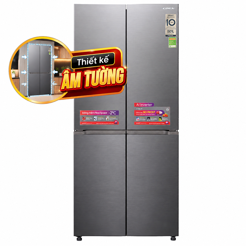 Tủ lạnh Coex Inverter 501 lít 4 cửa RM-4015MIG-SF (Silver Glass - Đông mềm)
