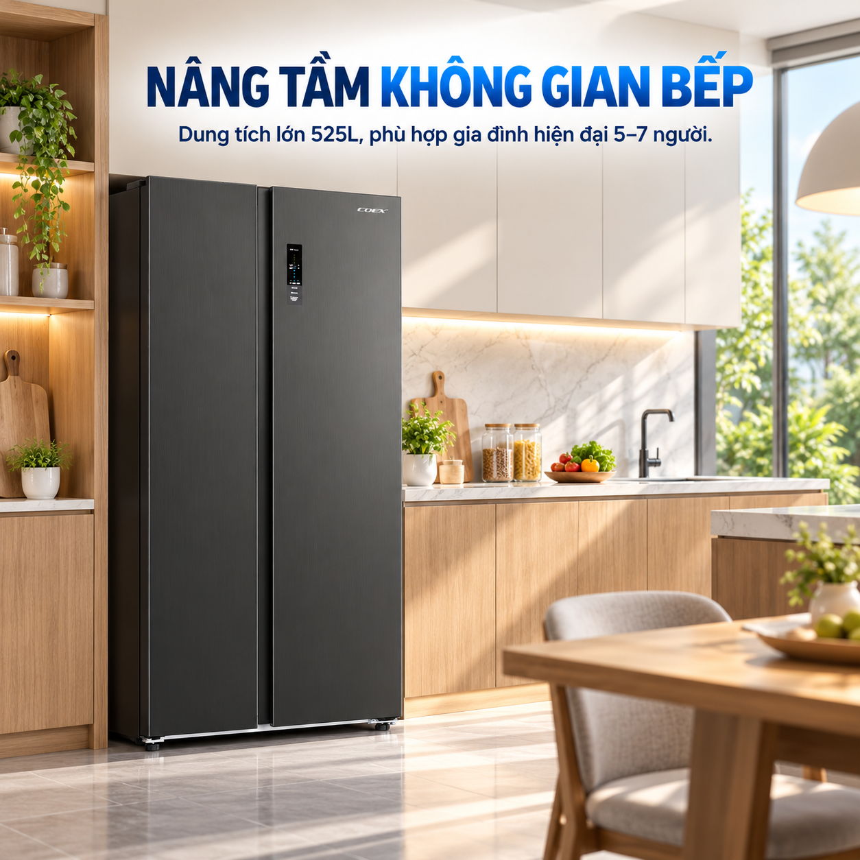 Tủ lạnh Coex Inverter 525 lít Side By Side RS-4006MIB (Ghi Xám)
