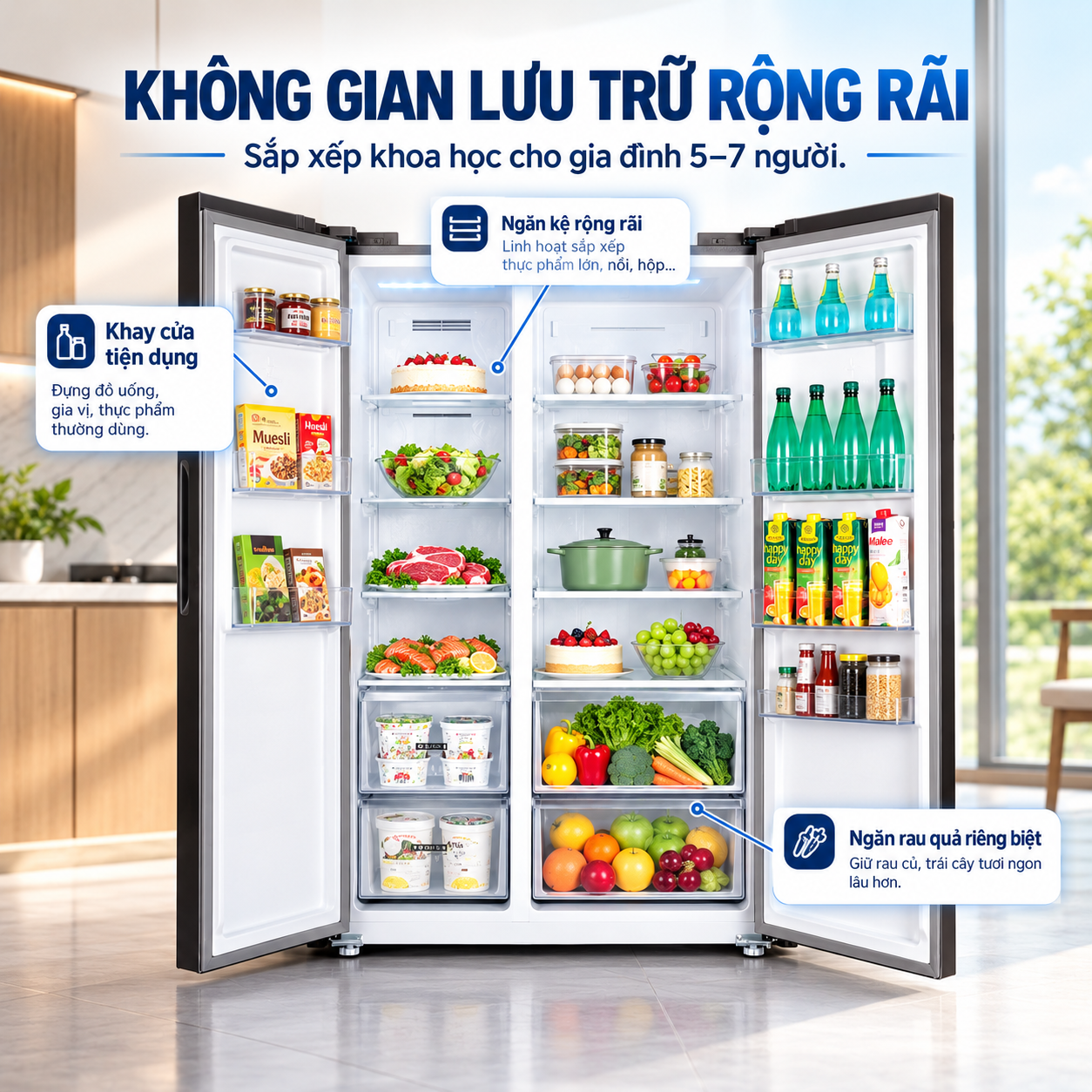 Tủ lạnh Coex Inverter 525 lít Side By Side RS-4006MIB (Ghi Xám)