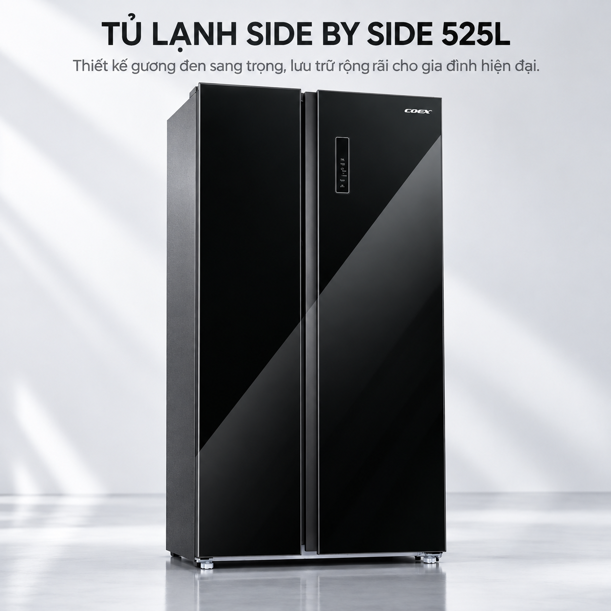 Tủ lạnh Coex Inverter 525 lít Side By Side RS-4008MGBB-BS (Mặt Gương Đen)