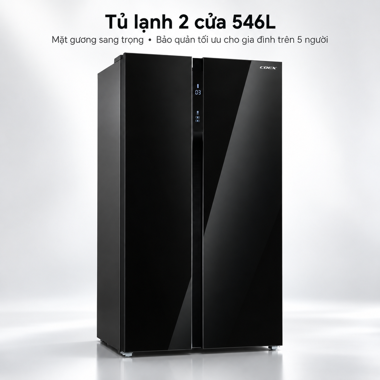 Tủ lạnh Coex Inverter 546 lít Side By Side RS-4001MSG (Mặt Gương Đen)