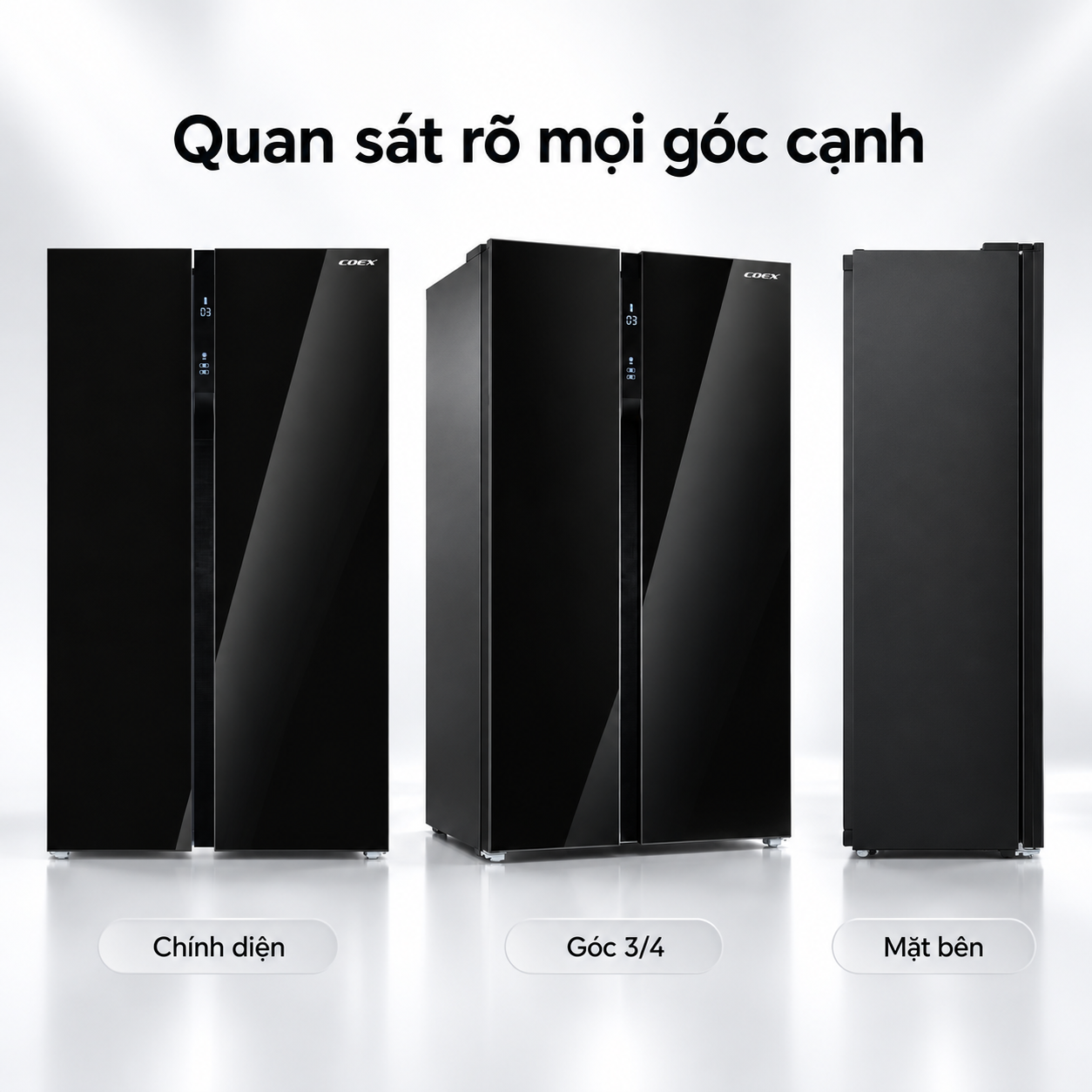 Tủ lạnh Coex Inverter 546 lít Side By Side RS-4001MSG (Mặt Gương Đen)