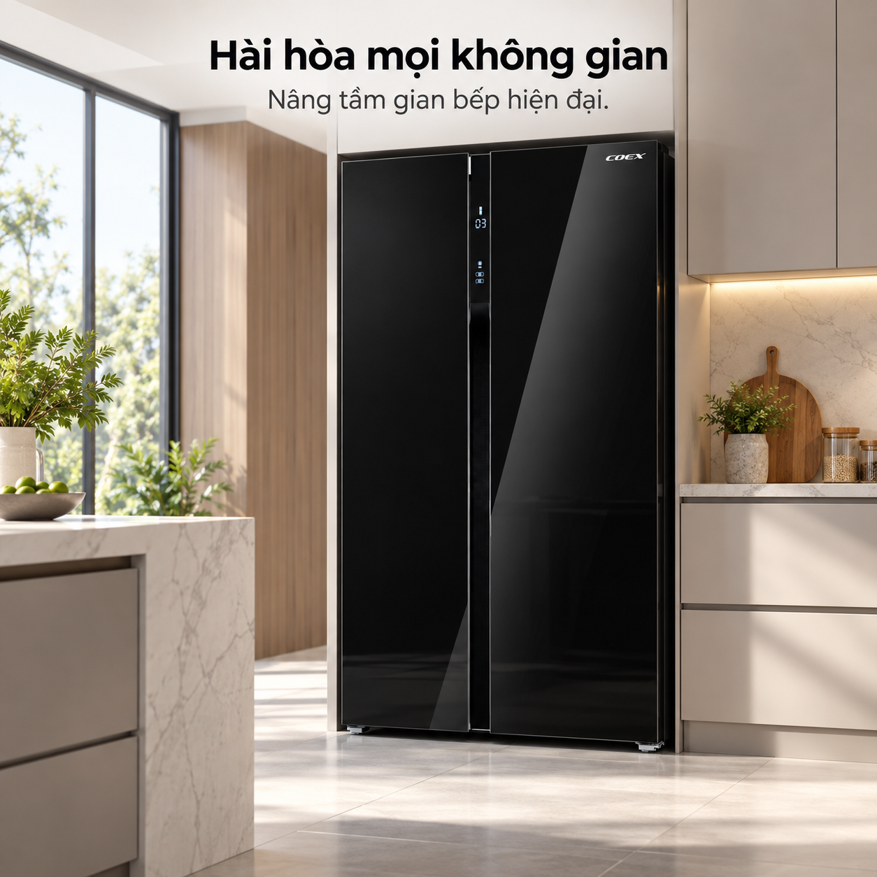 Tủ lạnh Coex Inverter 546 lít Side By Side RS-4001MSG (Mặt Gương Đen)