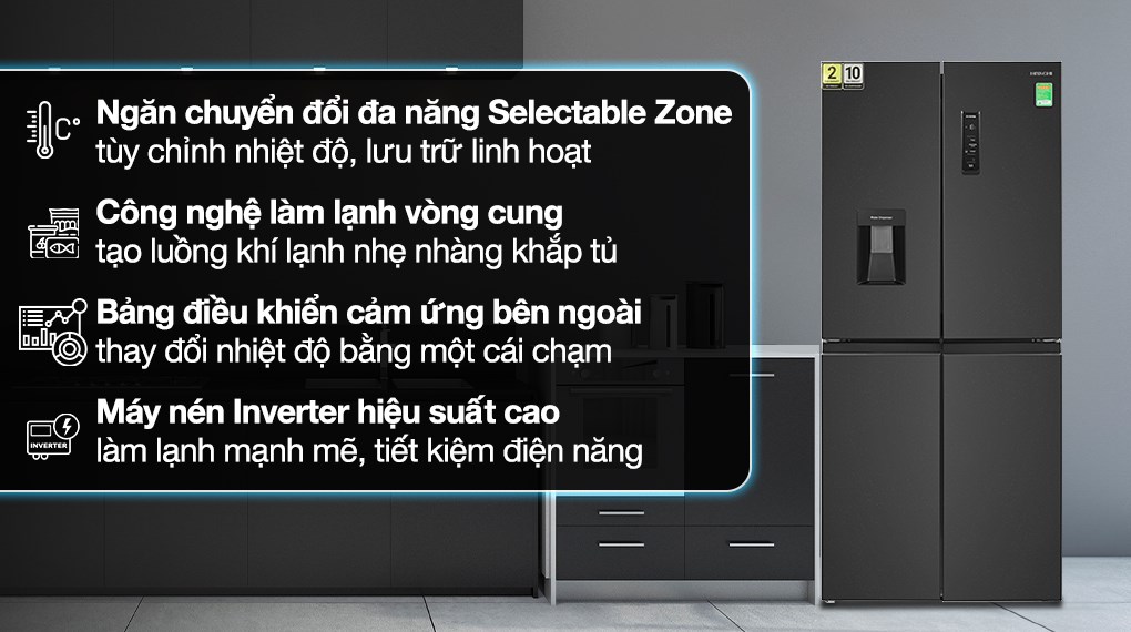 Tủ lạnh Hitachi Inverter 464 lít Multi Door 4 cửa HR4N7520DSWDXVN