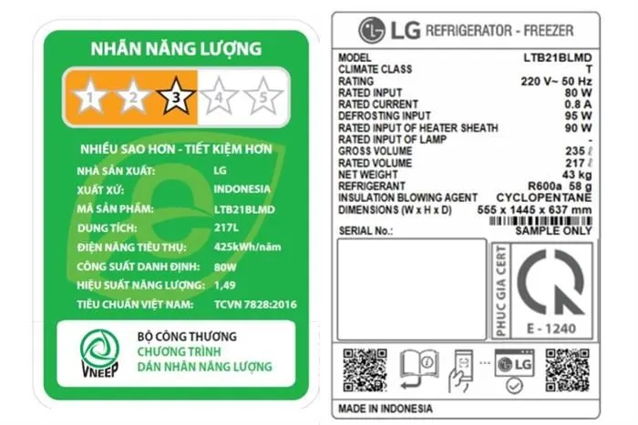 Tủ lạnh LG 217L LTB21BLMD