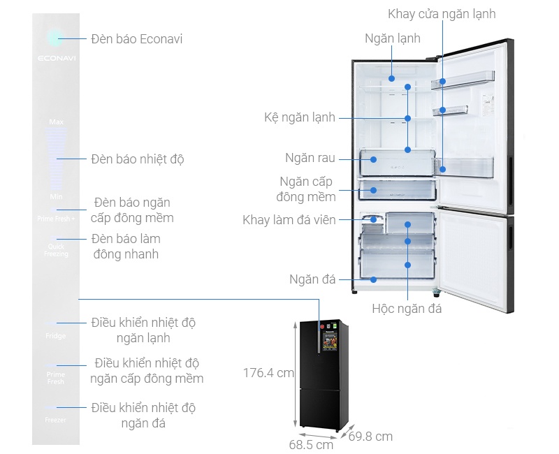 Tủ lạnh Panasonic Inverter 410 Lít NR-BX460GKVN