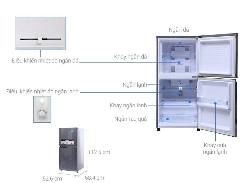 Tủ lạnh Panasonic NR-BJ158SSV1 135 Lít