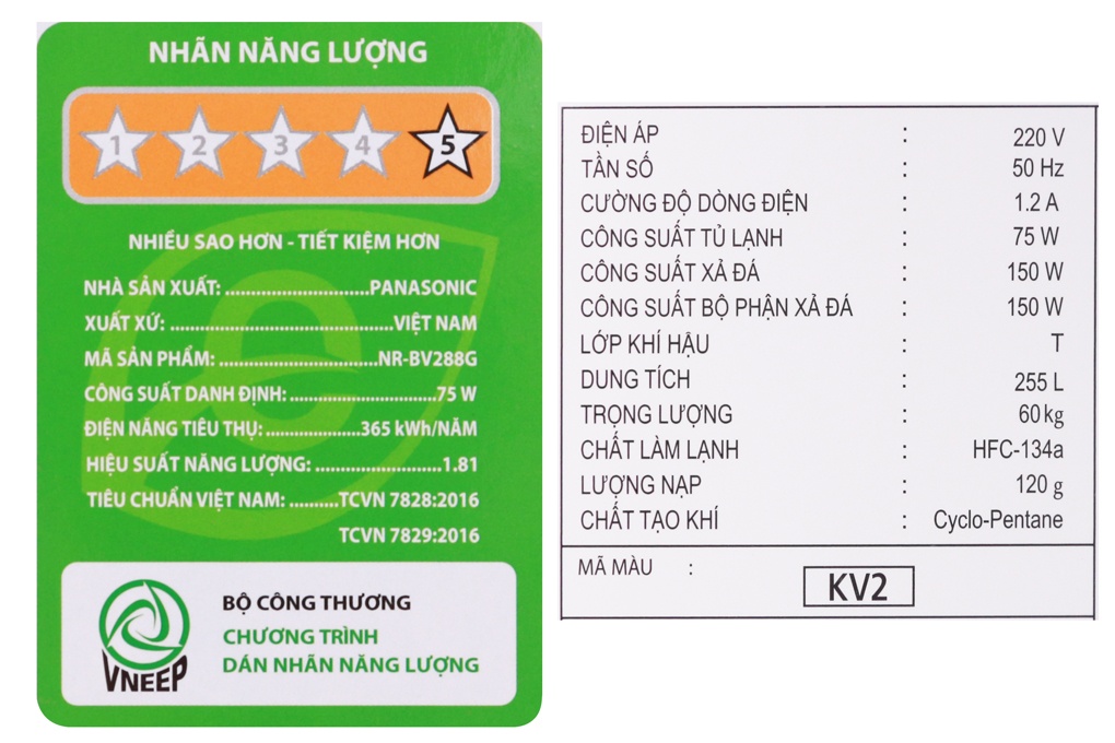 Tủ lạnh Panasonic NR-BV288GKV2 - 255 Lít Cấp đông mềm