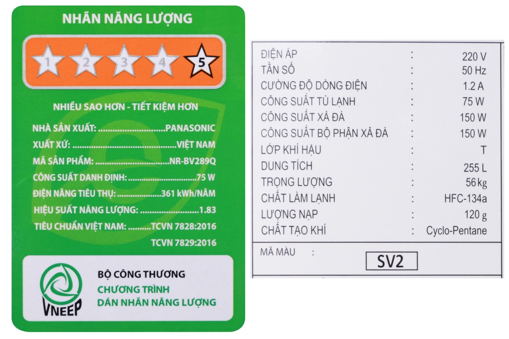 Tủ lạnh Panasonic NR-BV289QSV2 - 255 Lít Inverter Cấp đông mềm