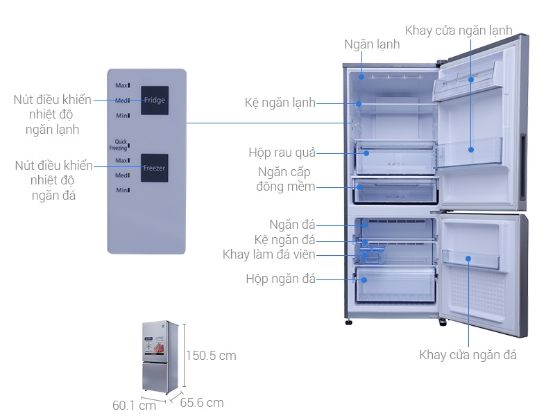 Tủ lạnh Panasonic NR-BV289QSVN 255 Lít Inverter Cấp đông mềm