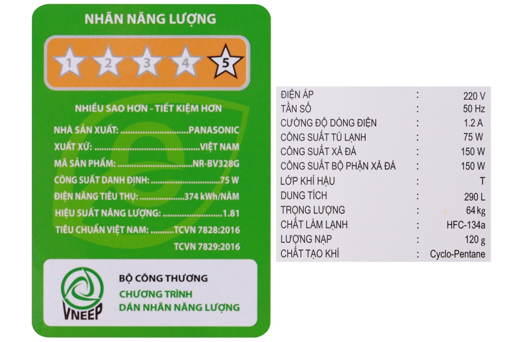 Tủ lạnh Panasonic NR-BV328GKV2 - 290Lít Inverter Cấp đông mềm