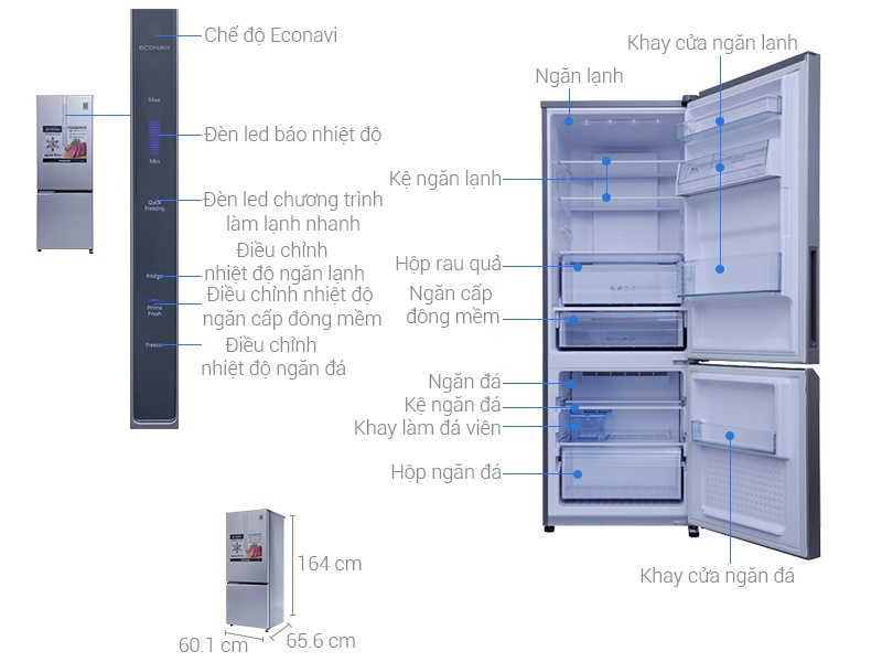 Tủ lạnh Panasonic NR-BV329XSVN - 290Lít Inverter Cấp đông mềm