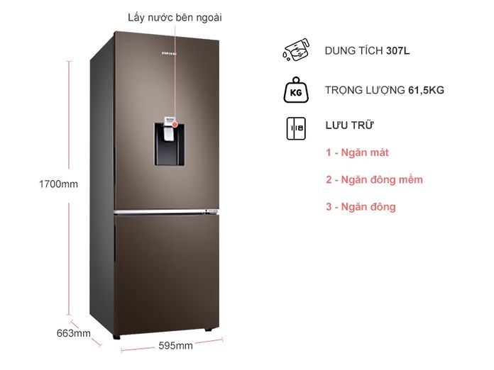 Tủ lạnh Samsung 307L RB30N4170DX/SV