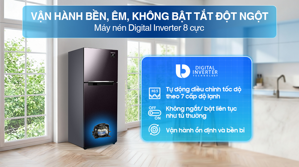Tủ lạnh Samsung Inverter 236 Lít RT22M4032BU/SV