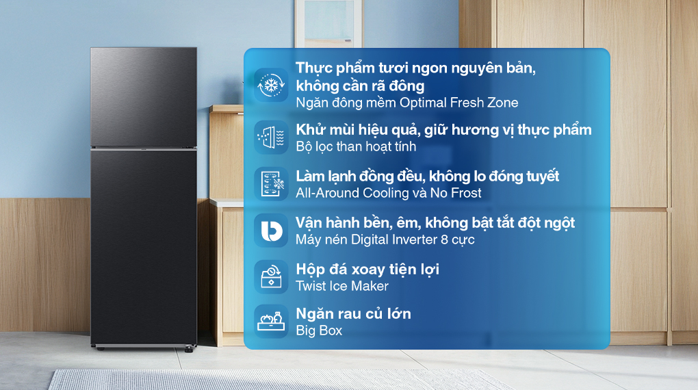 Tủ lạnh Samsung Inverter 345 Lít RT35CG5544B1SV