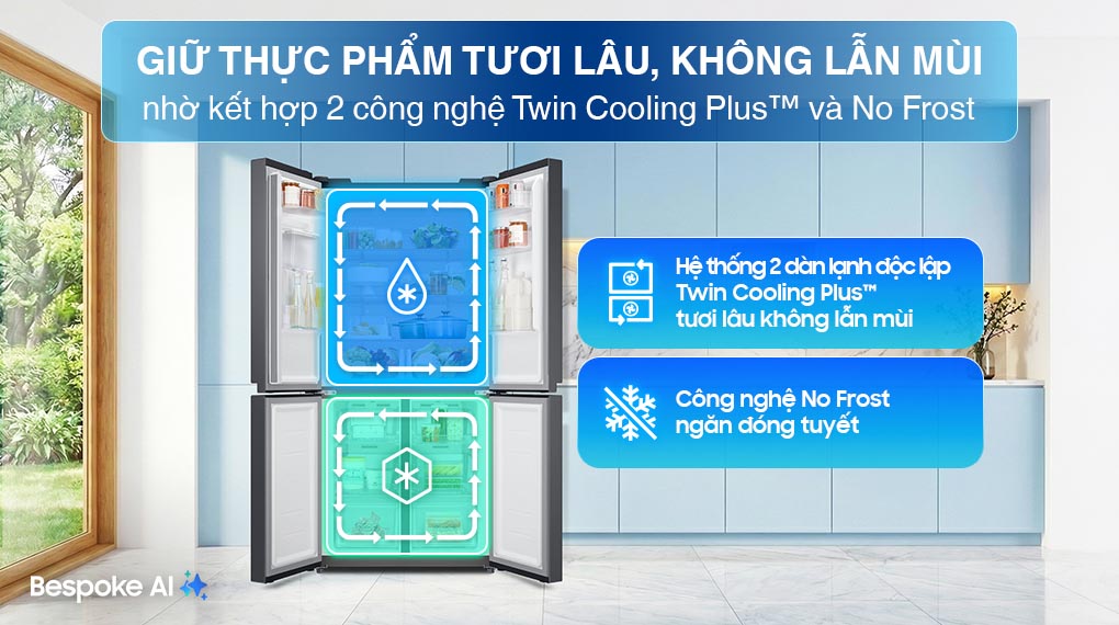 Tủ lạnh Samsung Inverter 488 Lít 4 cửa RF48A4000B4/SV