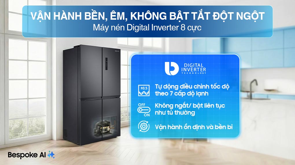 Tủ lạnh Samsung Inverter 488 Lít 4 cửa RF48A4000B4/SV
