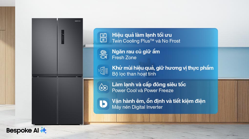 Tủ lạnh Samsung Inverter 488 Lít 4 cửa RF48A4000B4/SV