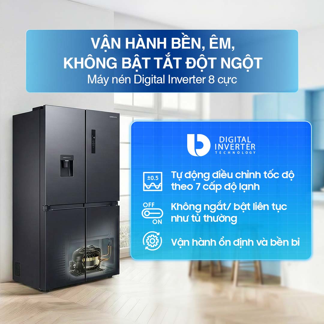 Tủ lạnh Samsung Inverter 488 Lít 4 cửa RF48A4010B4/SV